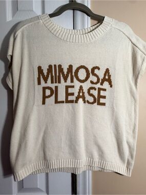 Blu Pepper Cream Ribbed Knit Top with Olive Tag Detail